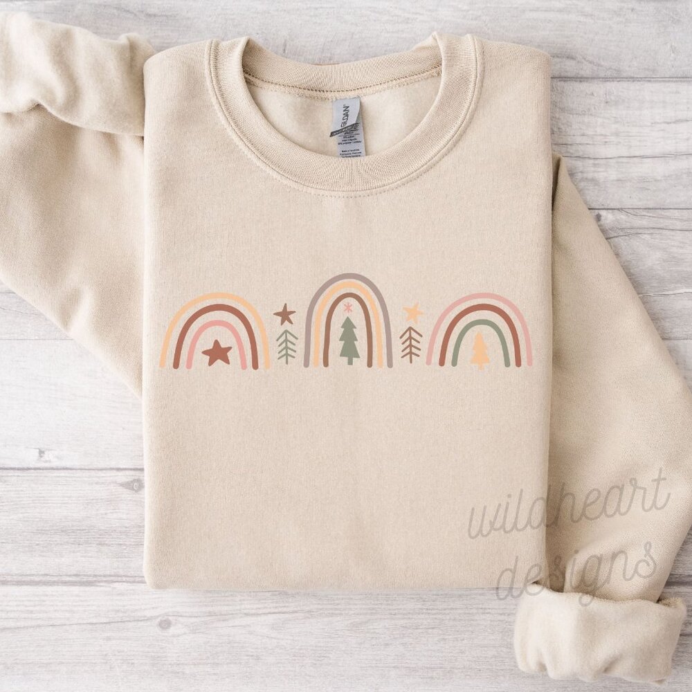 Minimalist Christmas Sweatshirt, Christmas Shirt - Sand S-XL